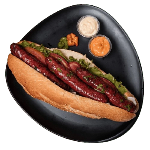 sandwich merguez grillée au charbon avec sauces maison